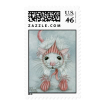 Rat wearing Babushka & Mittens Postage Stamp