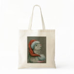 Rat wearing Santa Hat Christmas tote bag