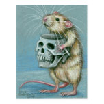 Rat with Skull Halloween Postcard
