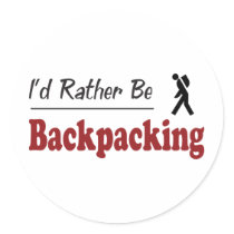 Rather Be Backpacking Round Sticker