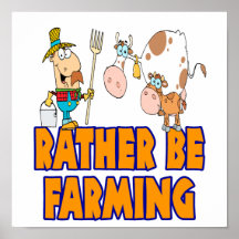 rather be farming cute cartoon farmer and cows print