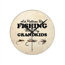 Rather Be Fishing Grandkids Clock
