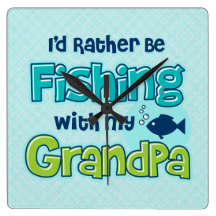 Rather Be Fishing Grandpa Square Wallclock