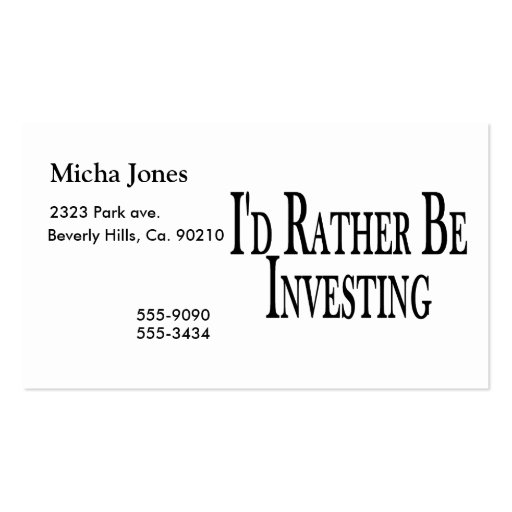 Rather Be Investing Business Card Template (front side)