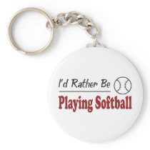 Rather Be Playing Softball Keychain