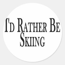 Rather Be Skiing Round Sticker