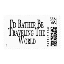 Rather Travel The World Stamp