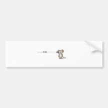 Ratón lindo con un teléfono de la poder por Send2S Etiqueta De Parachoque