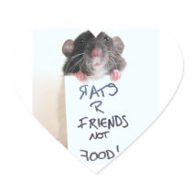 Rats R Friends Not Food 2 Heart Sticker