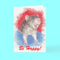 Rattie says Be Happy! cards
