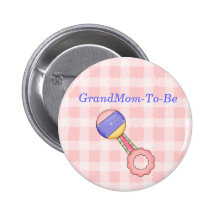 Rattle Baby Shower Grandmother Pin Button