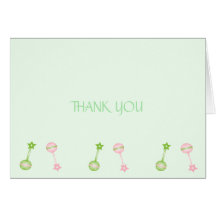 Rattle n Roll Thank You  (green) Cards