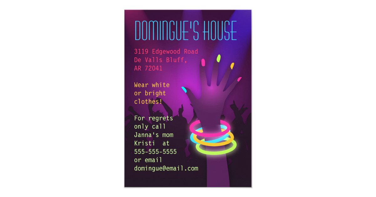 Rave Glow in the Dark Party Invitations Zazzle