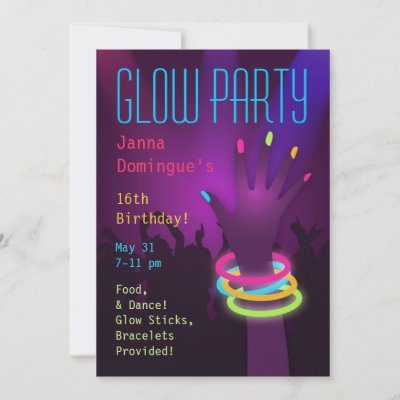 Rave Glow Party Invitations