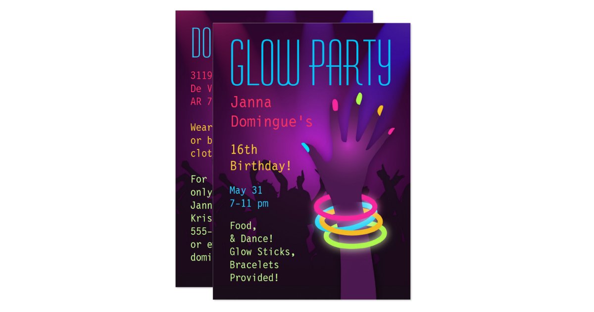 Rave Glow Party Invitations Zazzle