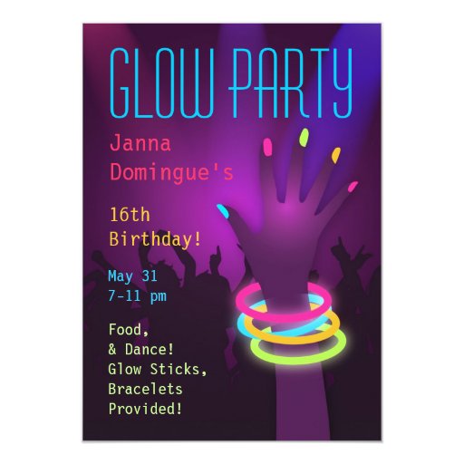 Rave Glow Party Invitations | Zazzle