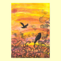 Raven 13 Sunset flight abstract crow art poster posters