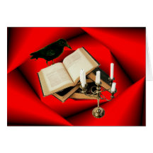 Raven, Book & Candle Greeting Cards