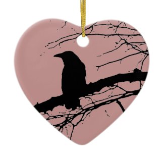 Raven Cracked Heart Ornaments