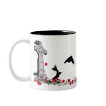 Raven, Cross, Skull and Roses mug by LisaKonrad Raven, Cross, Skull and Roses mug
