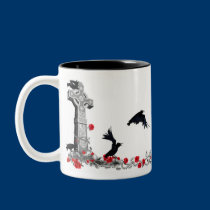 Raven, Cross, Skull and Roses mug