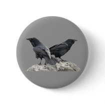 Raven Crow Couple - 2 Crows Ravens Pinback Button