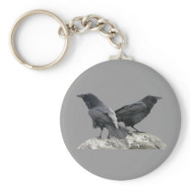 Raven Crow Couple - 2 Crows Ravens Keychains