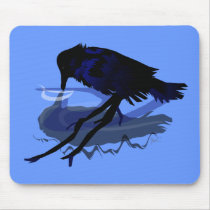 Raven Drinking Water with his Reflection mousepads by Paintedlynx Raven Drinking Water with his Reflection mousepads