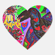 raven Fantasy art heart stickers