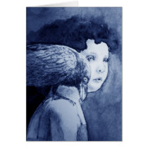 Raven On My Shoulder Blank Cards by goldersbug Raven On My Shoulder Blank Cards