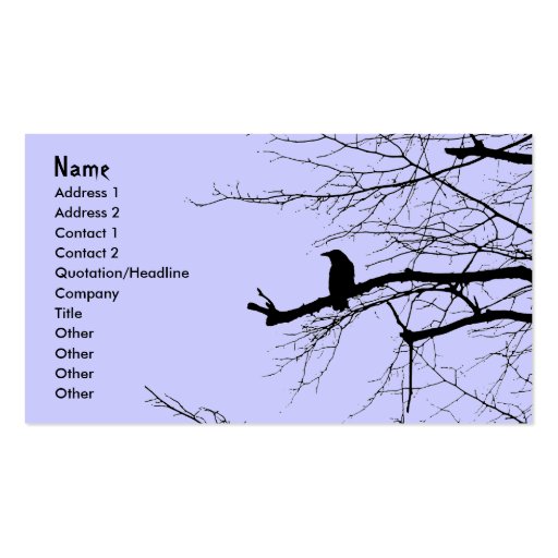 Raven on the Tree Business Card Templates (front side)