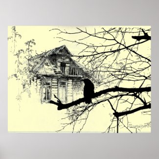 Raven on the Tree, House in Ruins print
