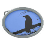 Raven on the Tree Oval Belt Buckle