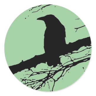 Raven on the Tree Round Stickers