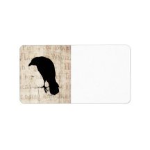 Raven Silhouette - Vintage Retro Ravens & Crows Address Label