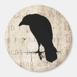 Raven Silhouette - Vintage Retro Ravens & Crows Magnets