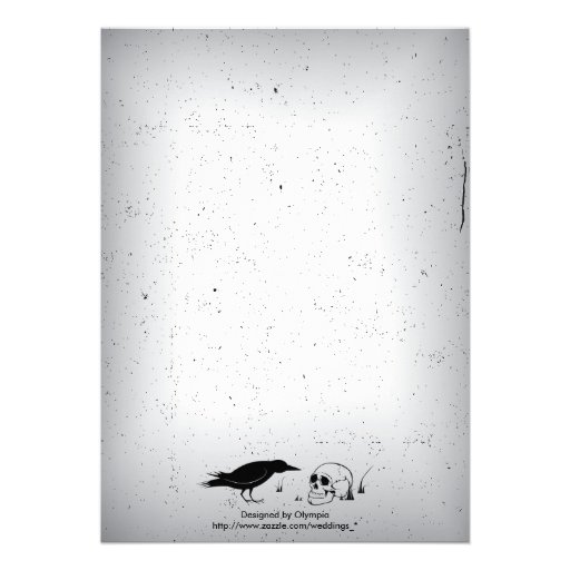 Raven, skull and ornate corner Gothic wedding Invites