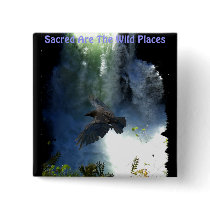 RAVEN & WATER FALL Nature Gifts Pins