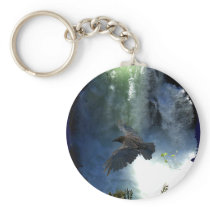 RAVEN & WATER FALL Nature Gifts Key Chain