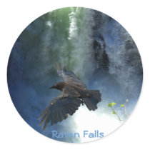 RAVEN & WATER FALL Nature Gifts Round Stickers
