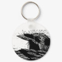 Raven Woodcut Keychain by puffbird Raven Woodcut Keychain