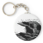Raven Woodcut Keychain
