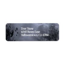 Ravens Haunted Sky Blue Mist Return Address Labels