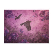 Ravens in Flight purple abstract postcard by darklingemily Ravens in Flight purple abstract postcard
