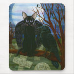 Raven's Moon Black Cat Crow Gothic Art Mousepad mousepads