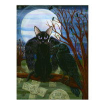 Raven's Moon Black Cat Crow Gothic Art Poster posters