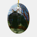 Raven's Moon Black Cat Crow Gothic Fantasy Art Orn Ornaments