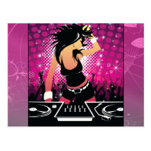 Raver Girl Dancing DJ Postcards