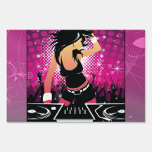 Raver Girl Dancing DJ Sign
