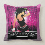 Raver Girl Dancing DJ Throw Pillows
